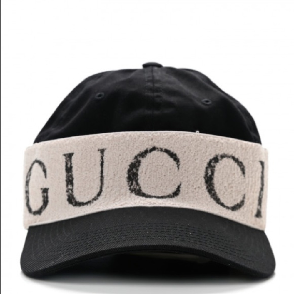Gucci Logo Gabardine Headband Medium Black Baseball Cap Hat BNWT